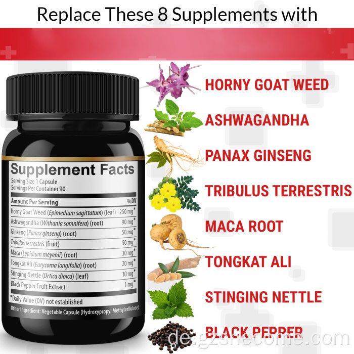 Premium geile Ziegenkrautkapseln mit Maca Root